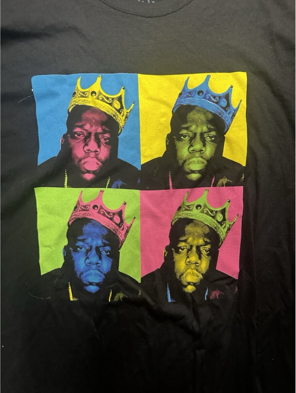 Notorious B.I.G. Shirt Mens 2XL Black Pop Art Crown Graphic Rap T-Shirt Hip Hop